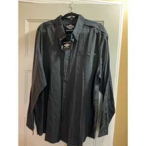 Harley-Davidson Mens Charcoal Gray Long Sleeve Button Up Utility Shirt NWT